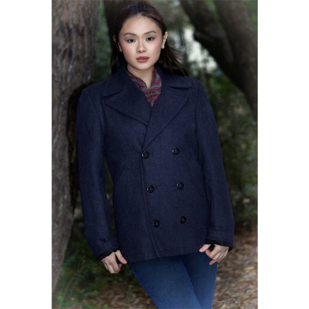 ASOS Wool Blend Navy Peacoat SZ S